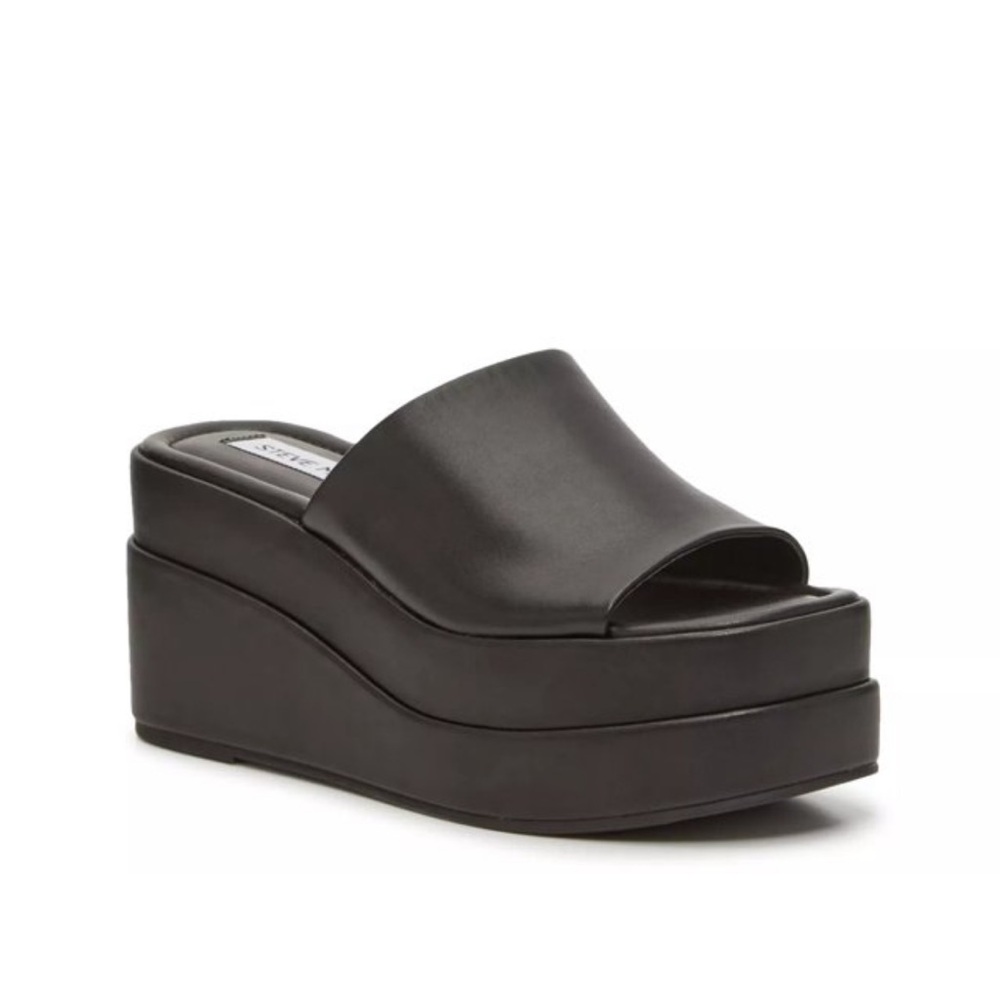 Steve Madden Moveable Platform Sandal Black Leather